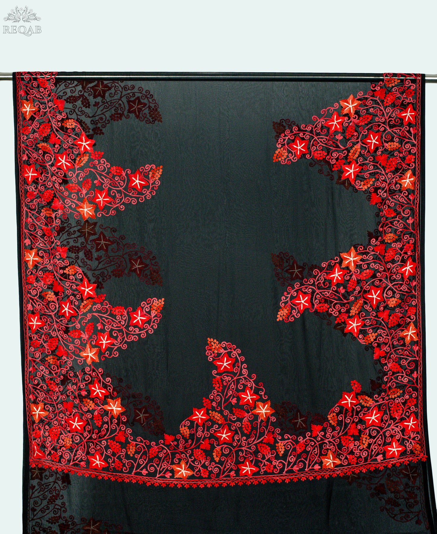Woodsmoke Semi-Georgette Saree with Aari Embroidery