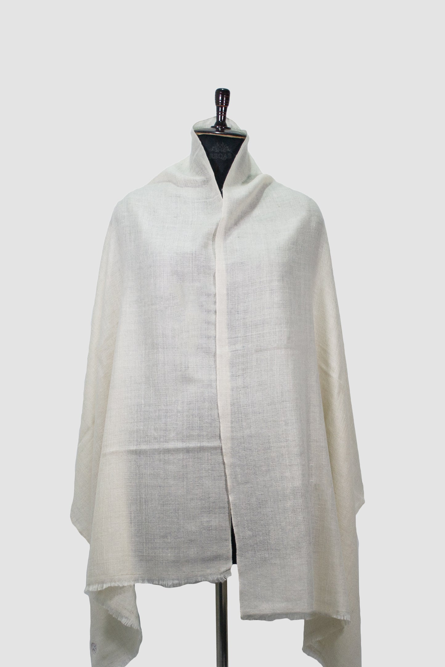 Vista White Solid GI Pashmina Shawl