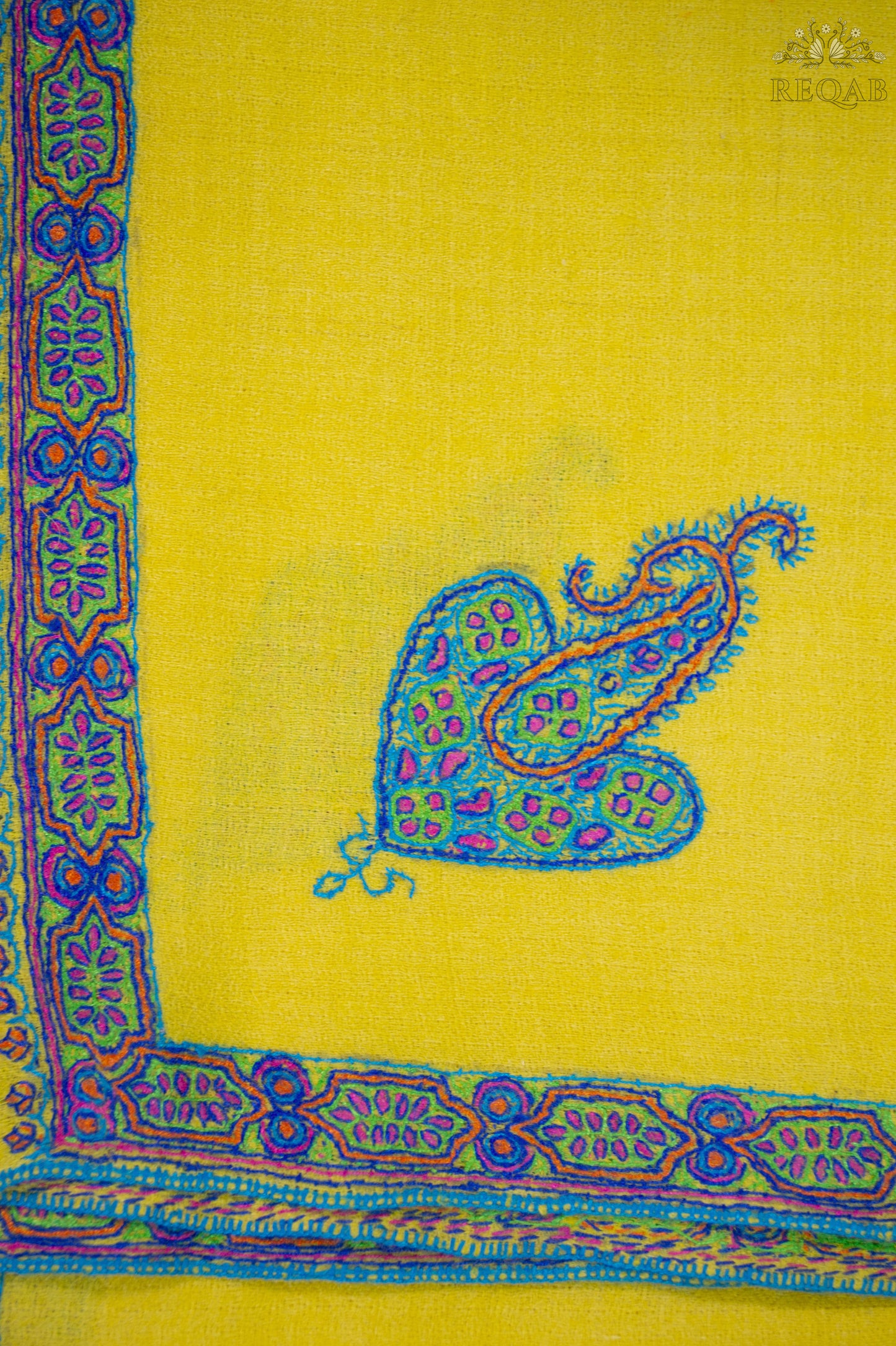 Confetti Yellow Hashidar Pashmina Shawl