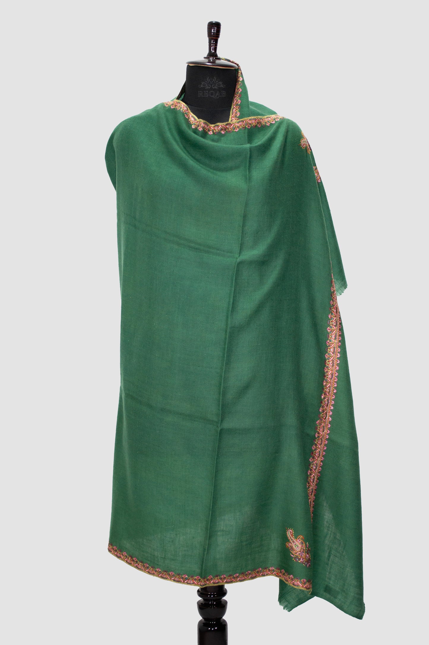 Hunter Green Hashidar Pashmina Shawl