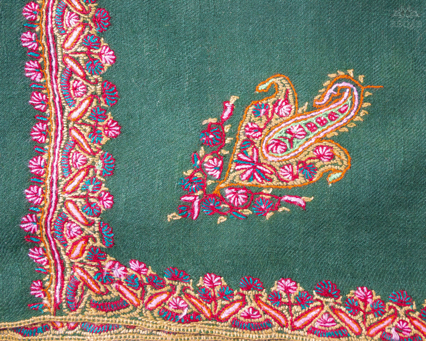 Hunter Green Hashidar Pashmina Shawl