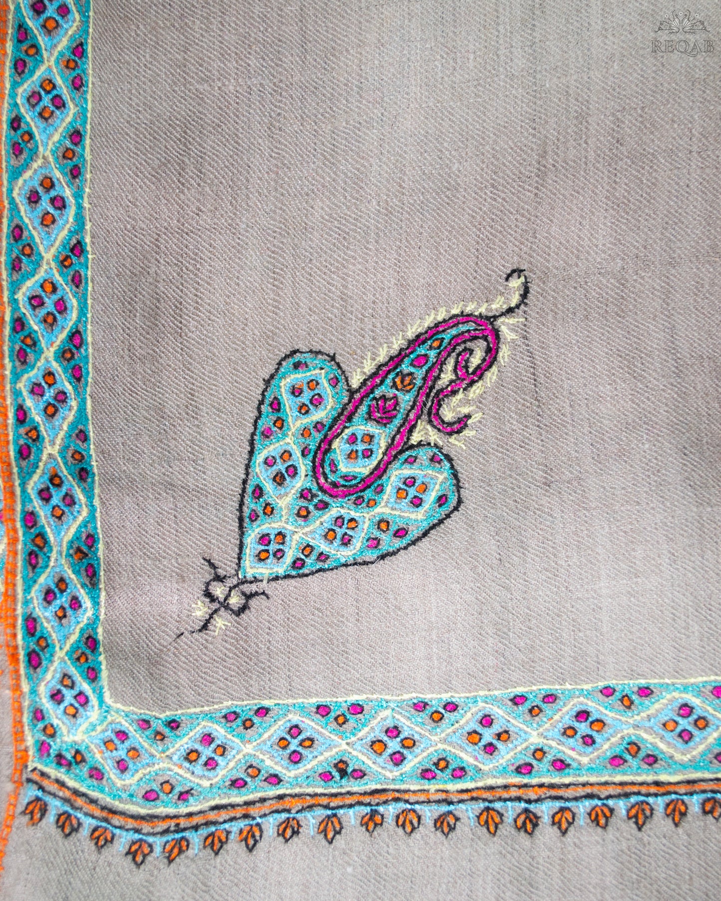 Heathered Grey Hashidar Pashmina Shawl