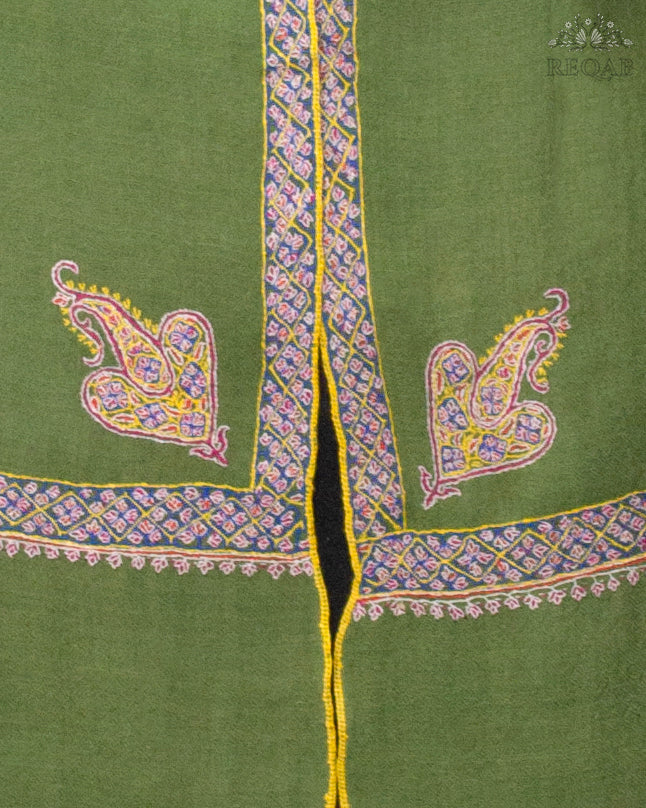 Lunar Green Hashidar Pashmina Shawl