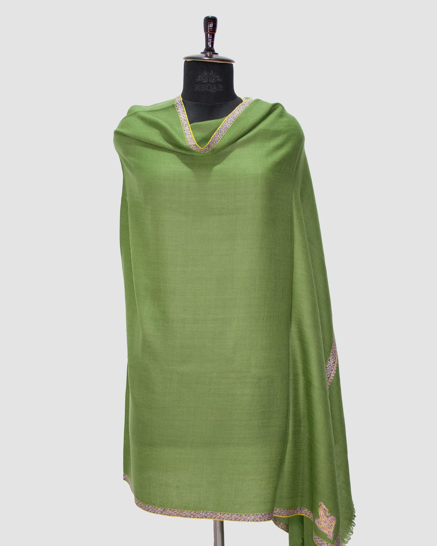 Lunar Green Hashidar Pashmina Shawl