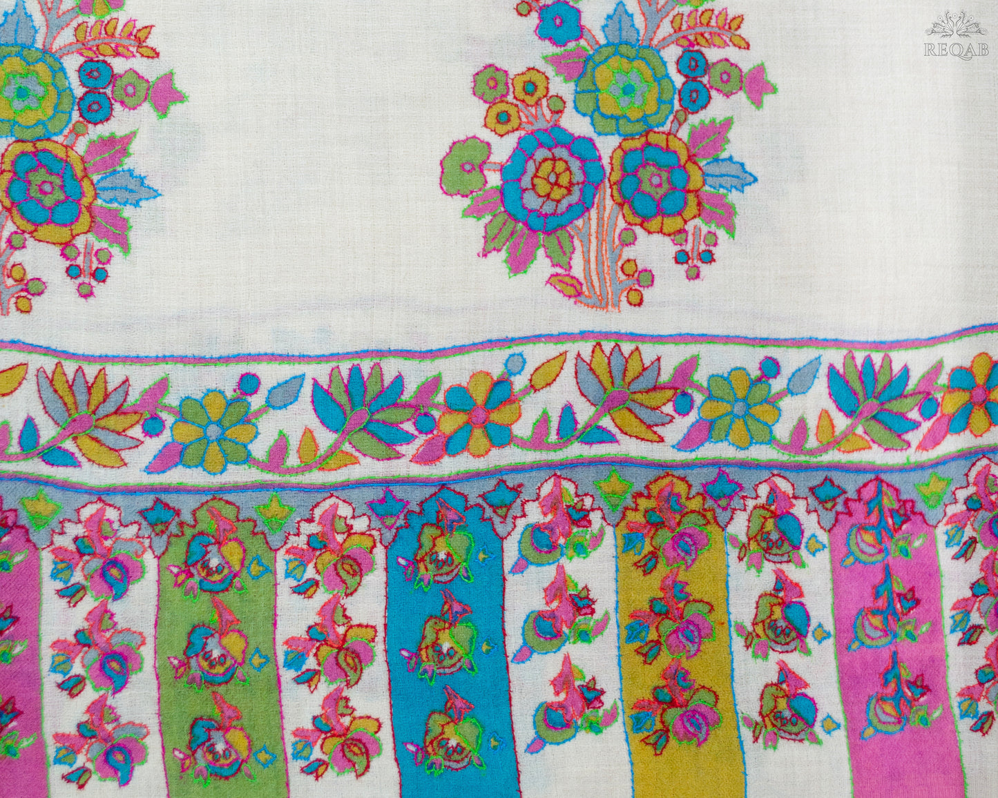 Stark White Kani Print Outlined Pashmina Stole