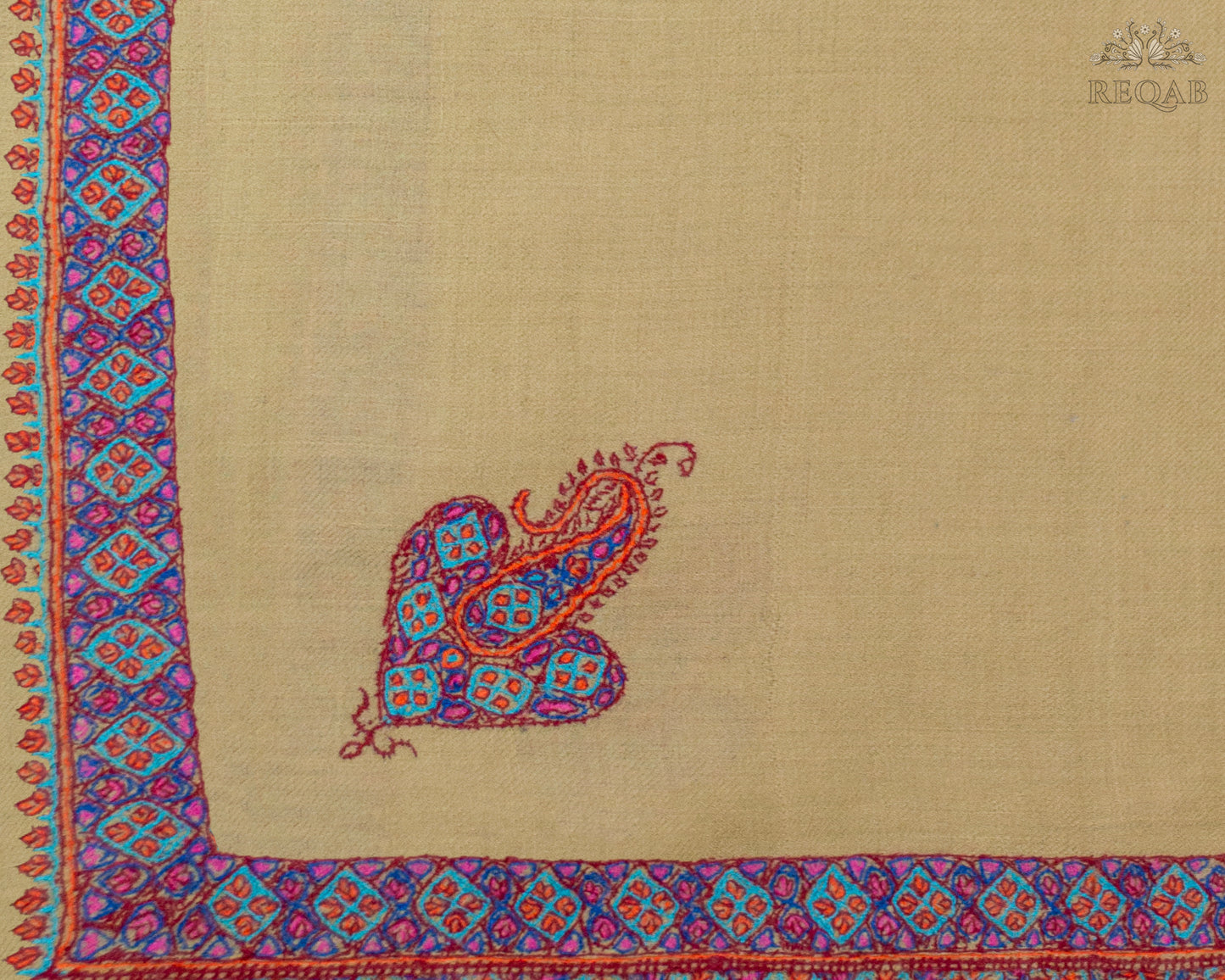 Pale Oyster Hashidar Pashmina Stole