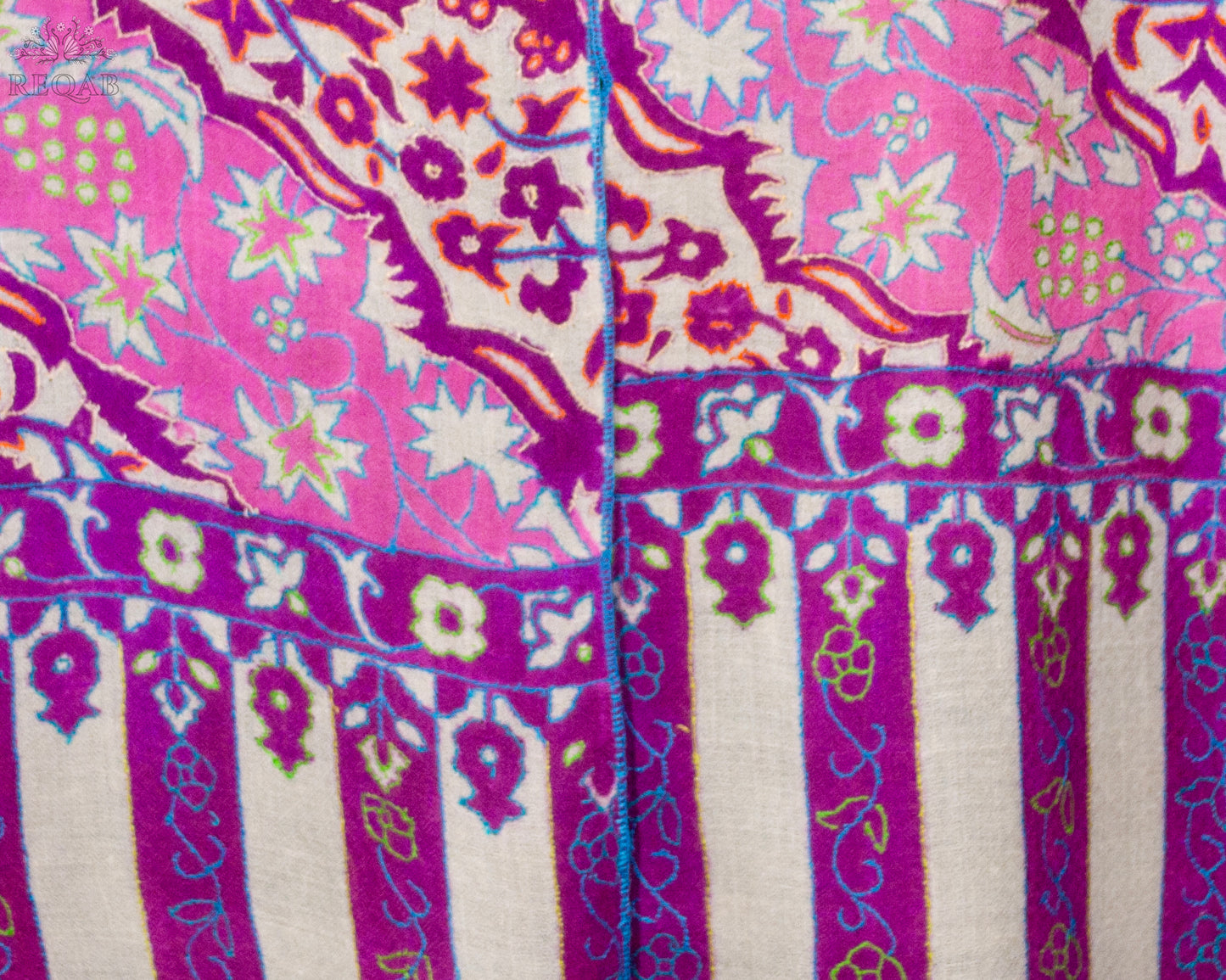 Pale Violet Red GI Sozni Kani Print Outline Pashmina Stole