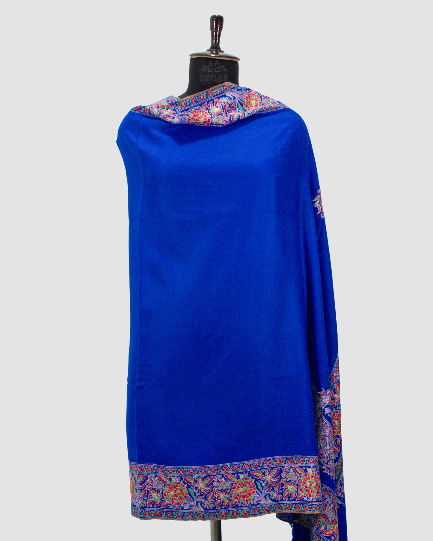Cobalt Blue GI Sozani Doordar Pashmina Shawl
