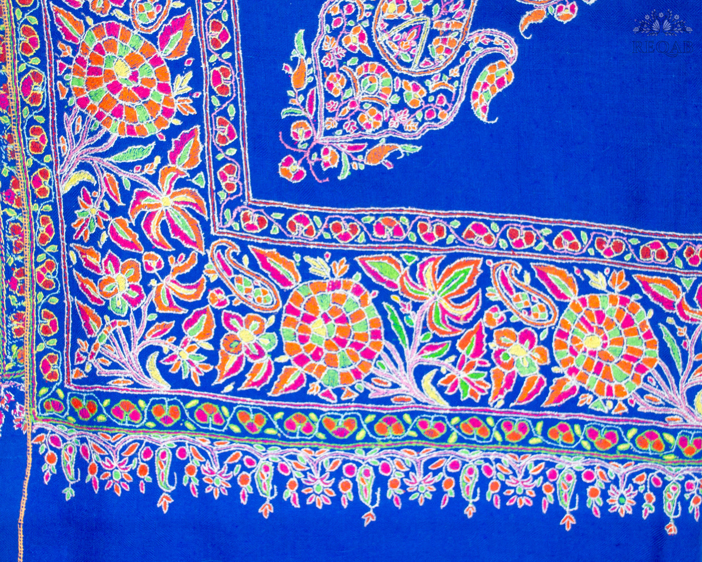 Cobalt Blue GI Sozani Doordar Pashmina Shawl