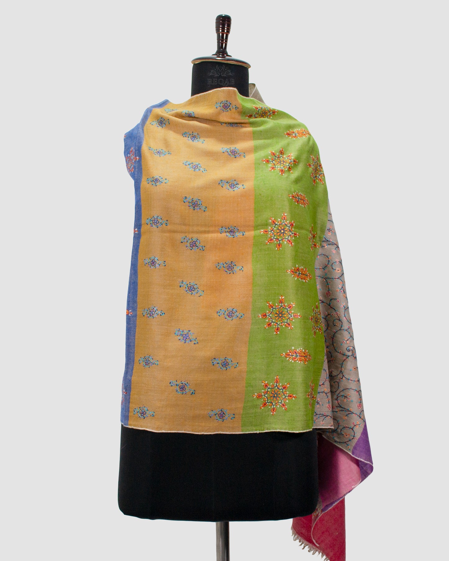 Olive Green & Putty Stripes Pashmina Stole