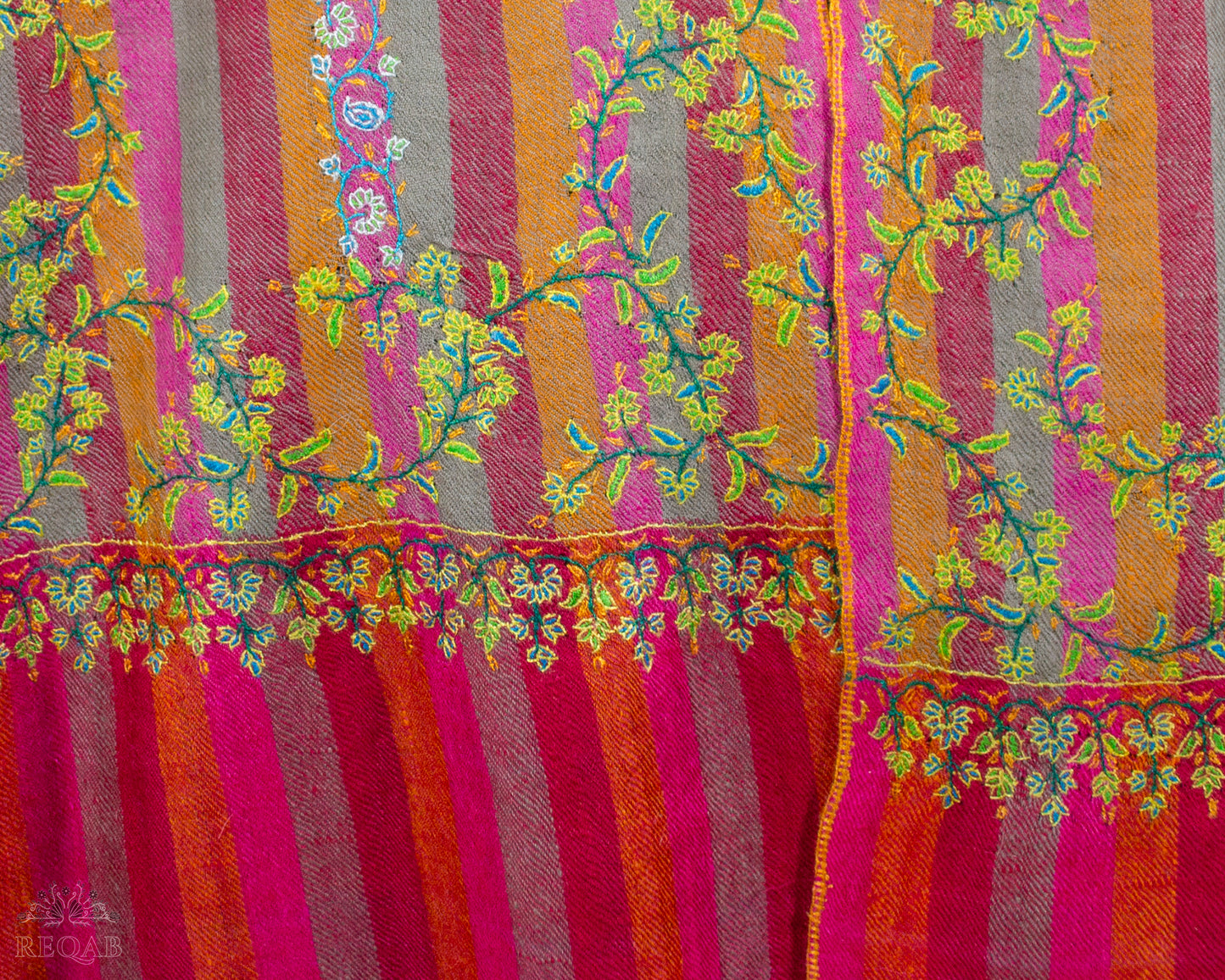 Almond Frost & Mulberry Stripes Pashmina Stole