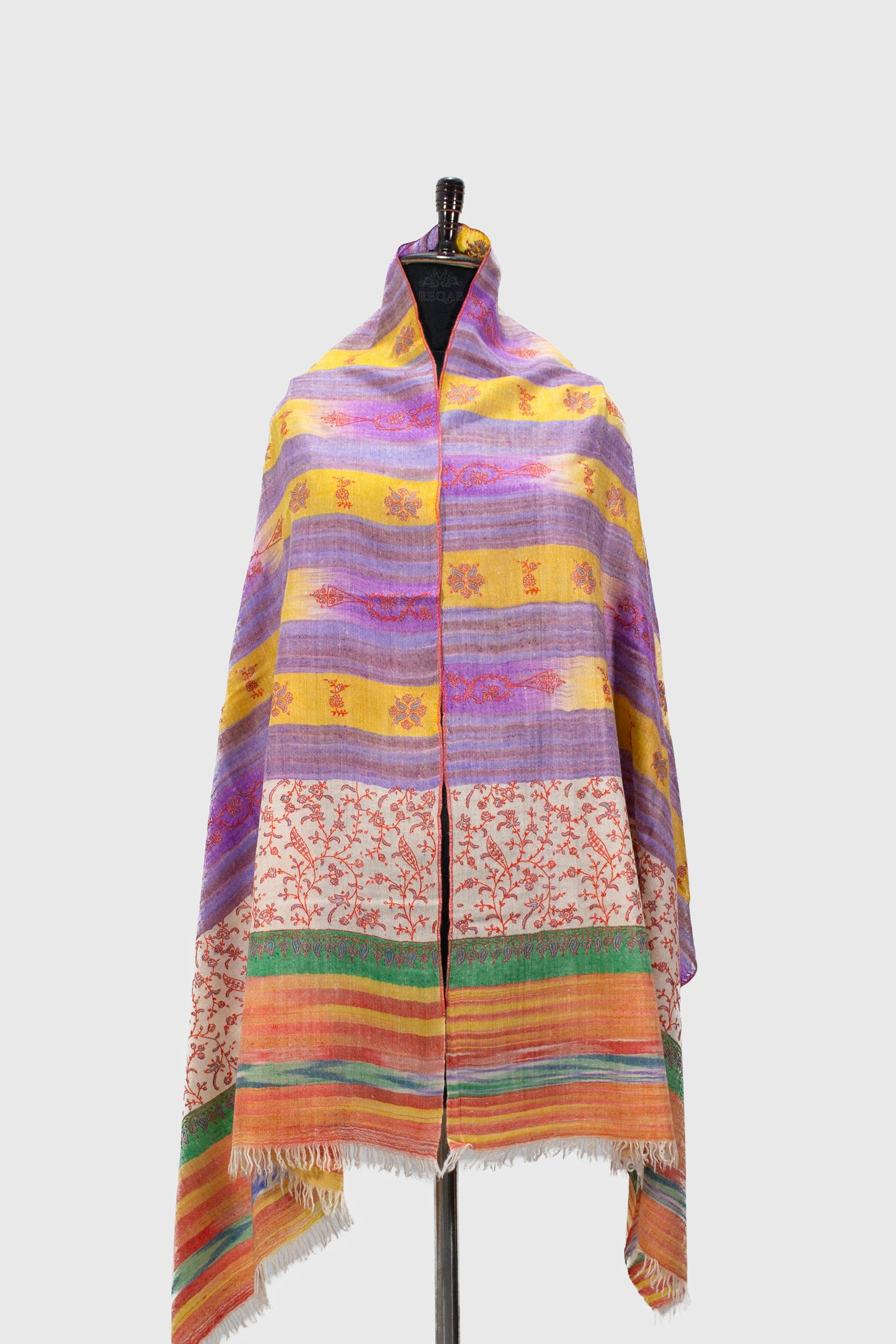 Vivid Violet & Buttercup Ikkat Pashmina Stole
