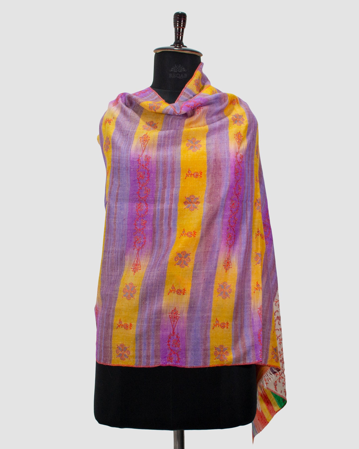 Vivid Violet & Buttercup Ikkat Pashmina Stole