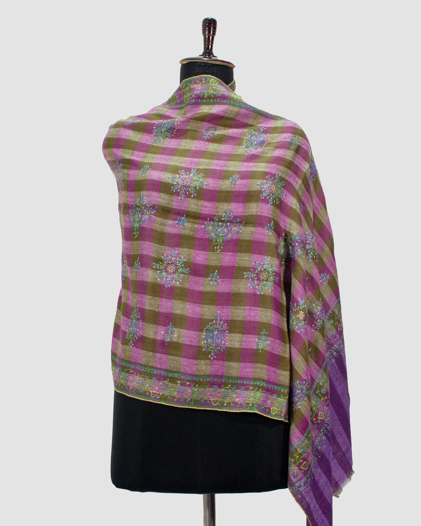 Cannon Pink & Shingle Fawn Check Pashmina Stole