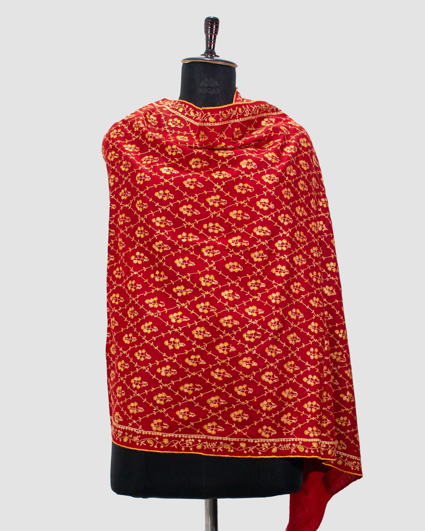 Venetian Red Jaaldar Pashmina Stole