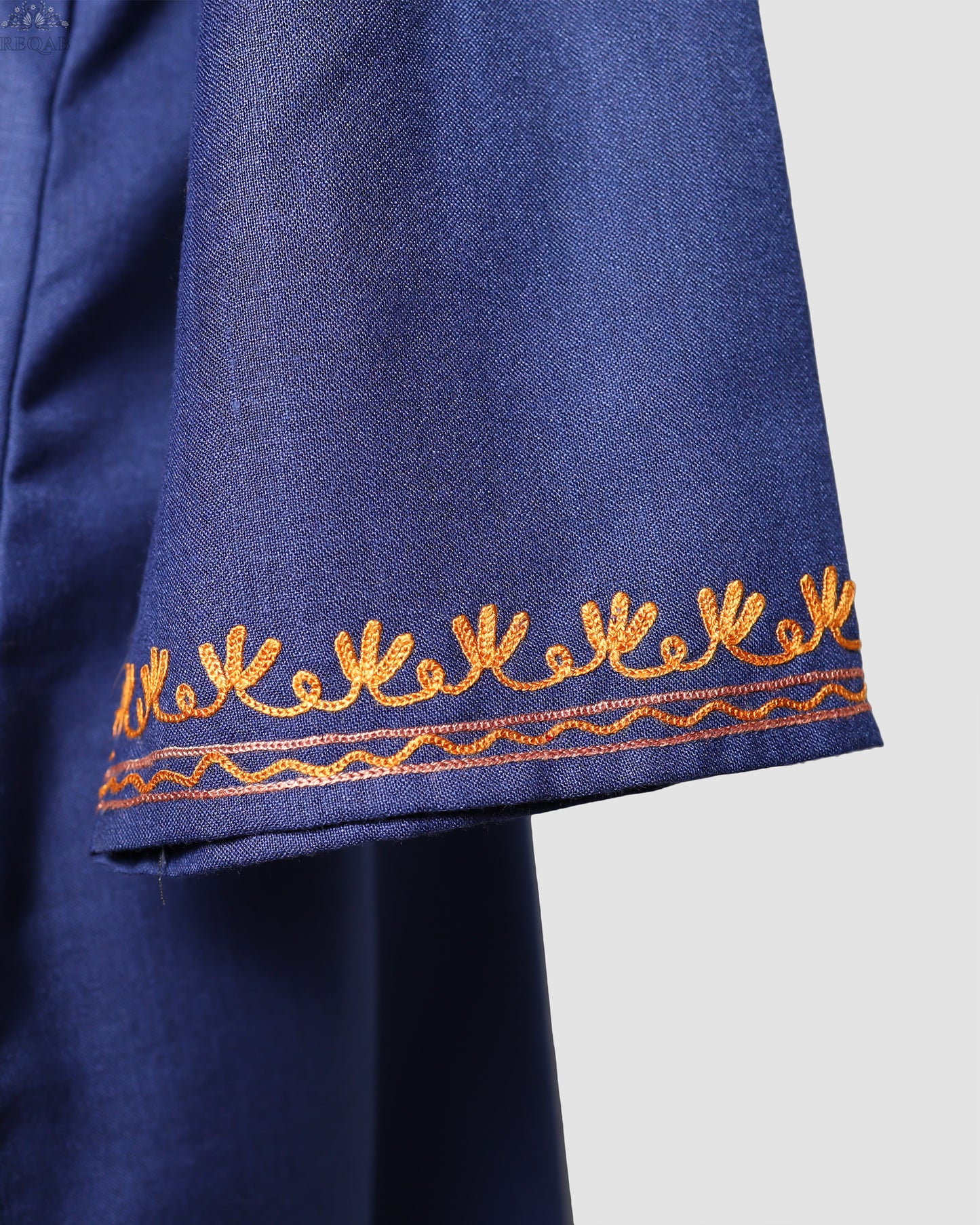 Indigo Blue Ruby Cotton Top with Aari Embroidery