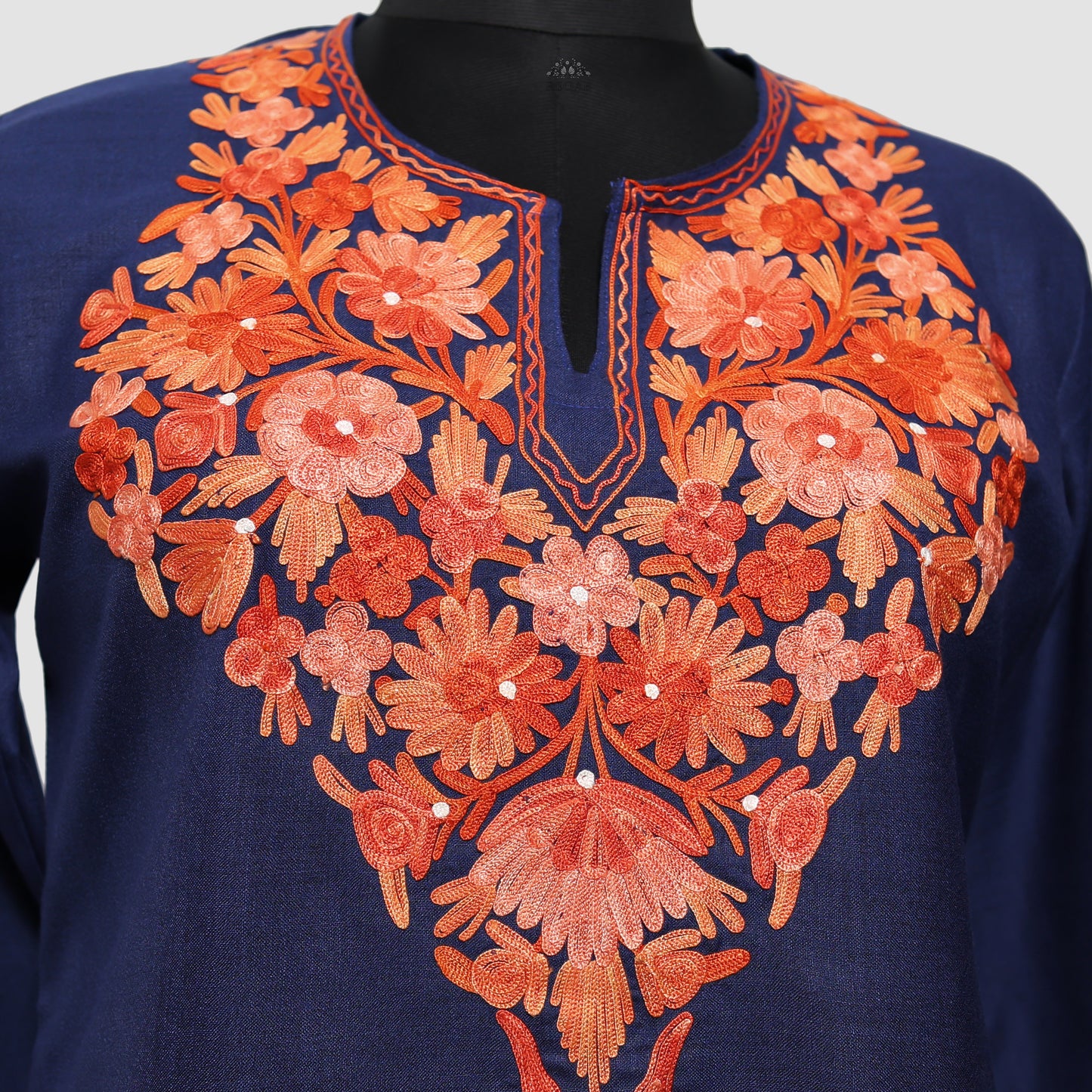 Deep Koamaru Ruby Cotton Co-ord Set with Aari Embroidery