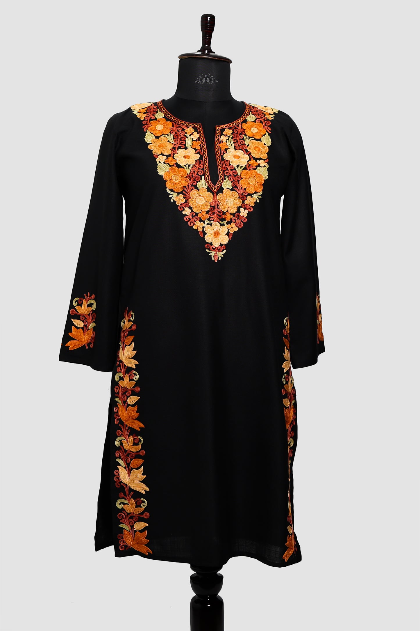 Maire Black Ruby Cotton Co-ord Set with Aari Embroidery