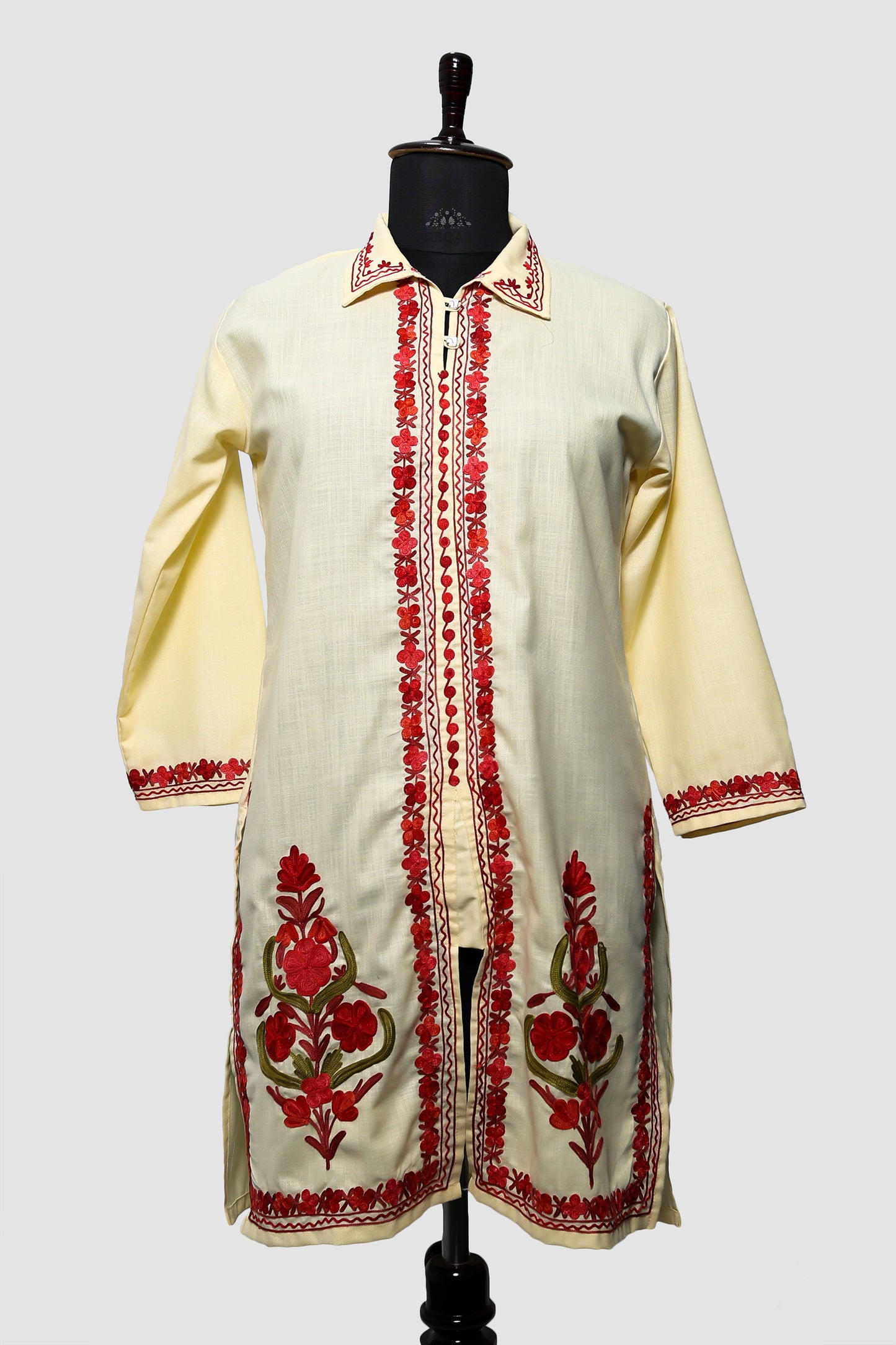 Mint Julep Ruby Cotton Co-ord Set with Aari Embroidery