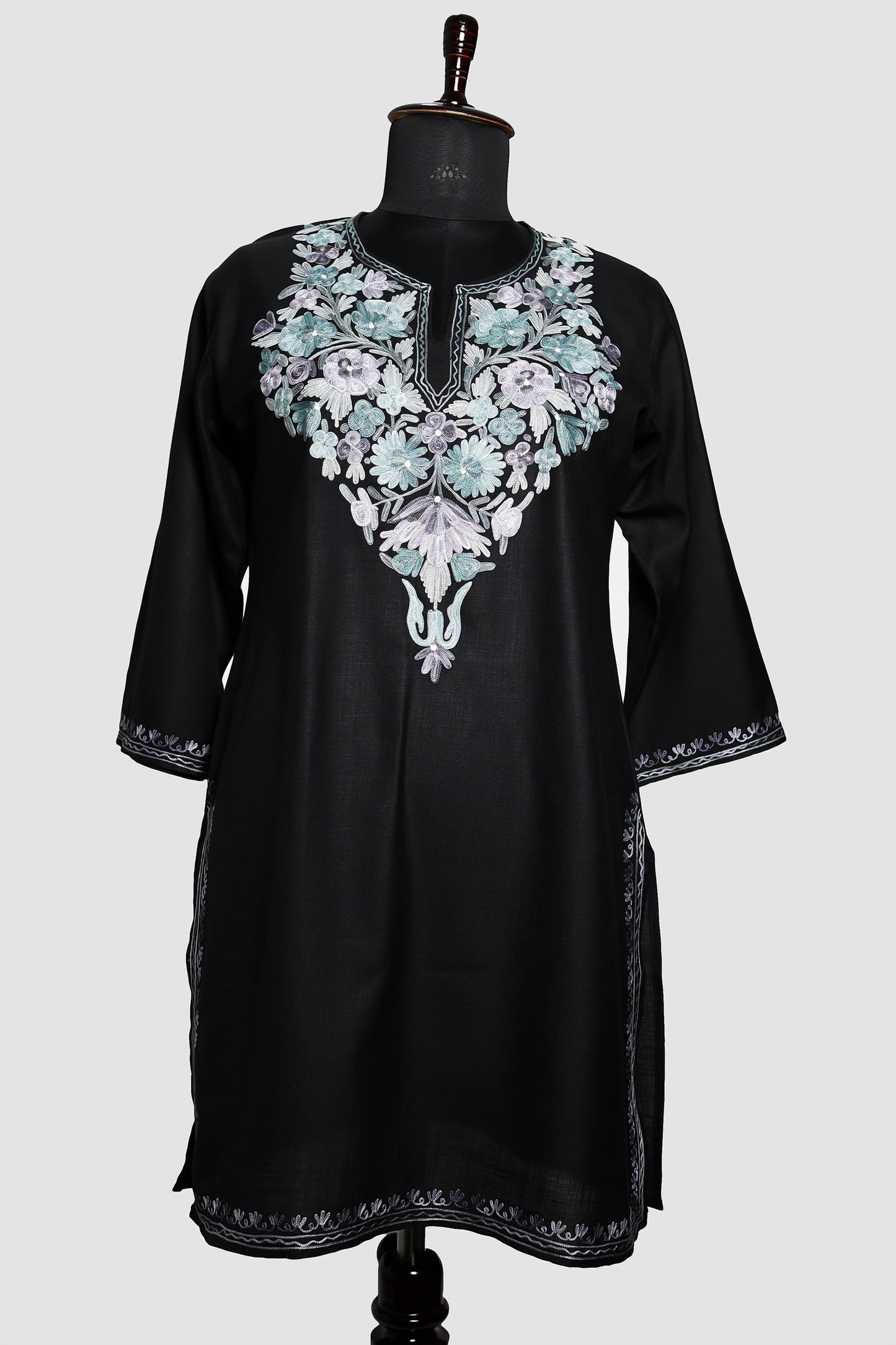 Eerie Black Ruby Cotton Co-ord Set with Aari Embroidery