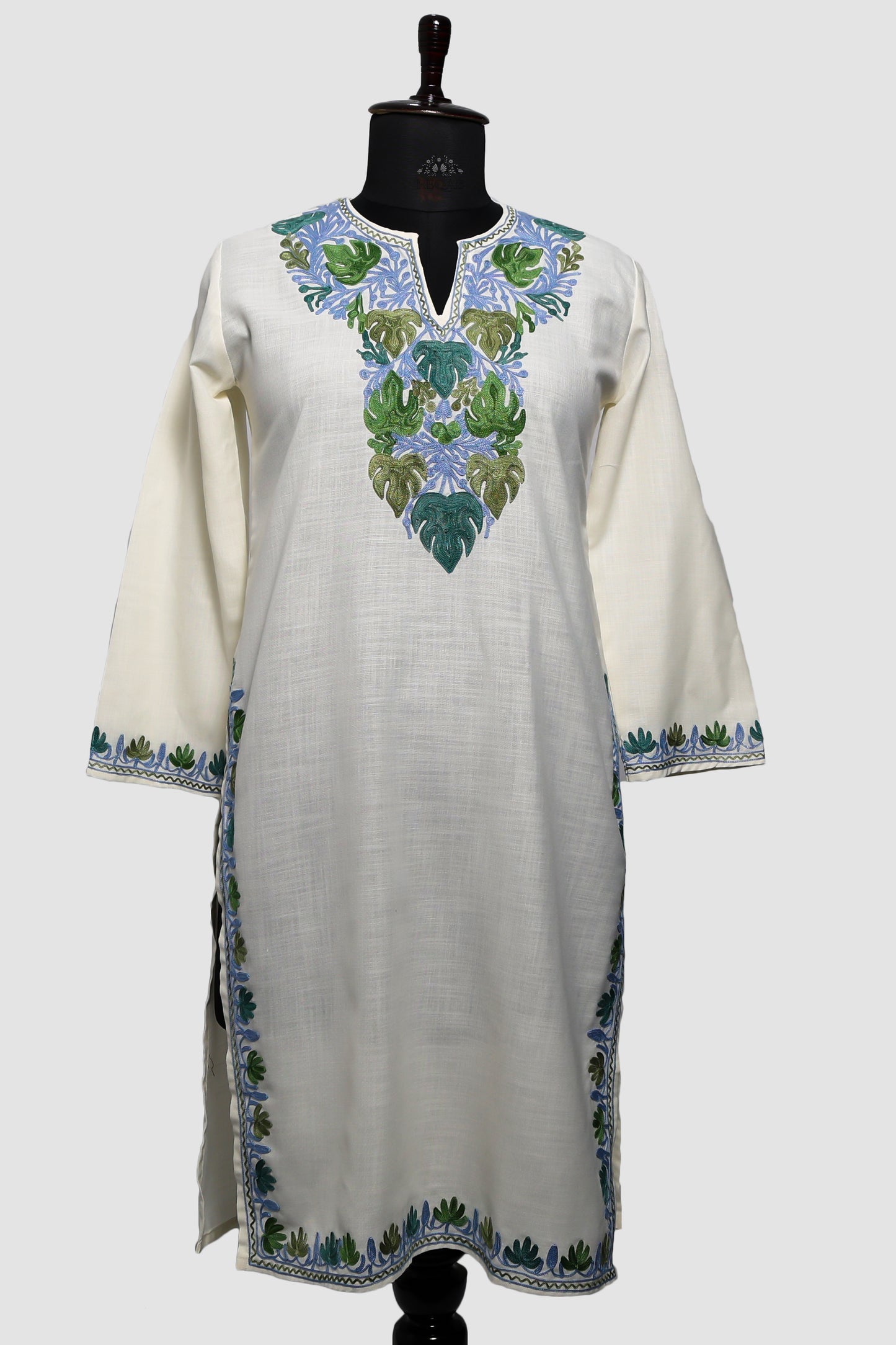 Alabaster Ruby Cotton Co-ord Set with Aari Embroidery