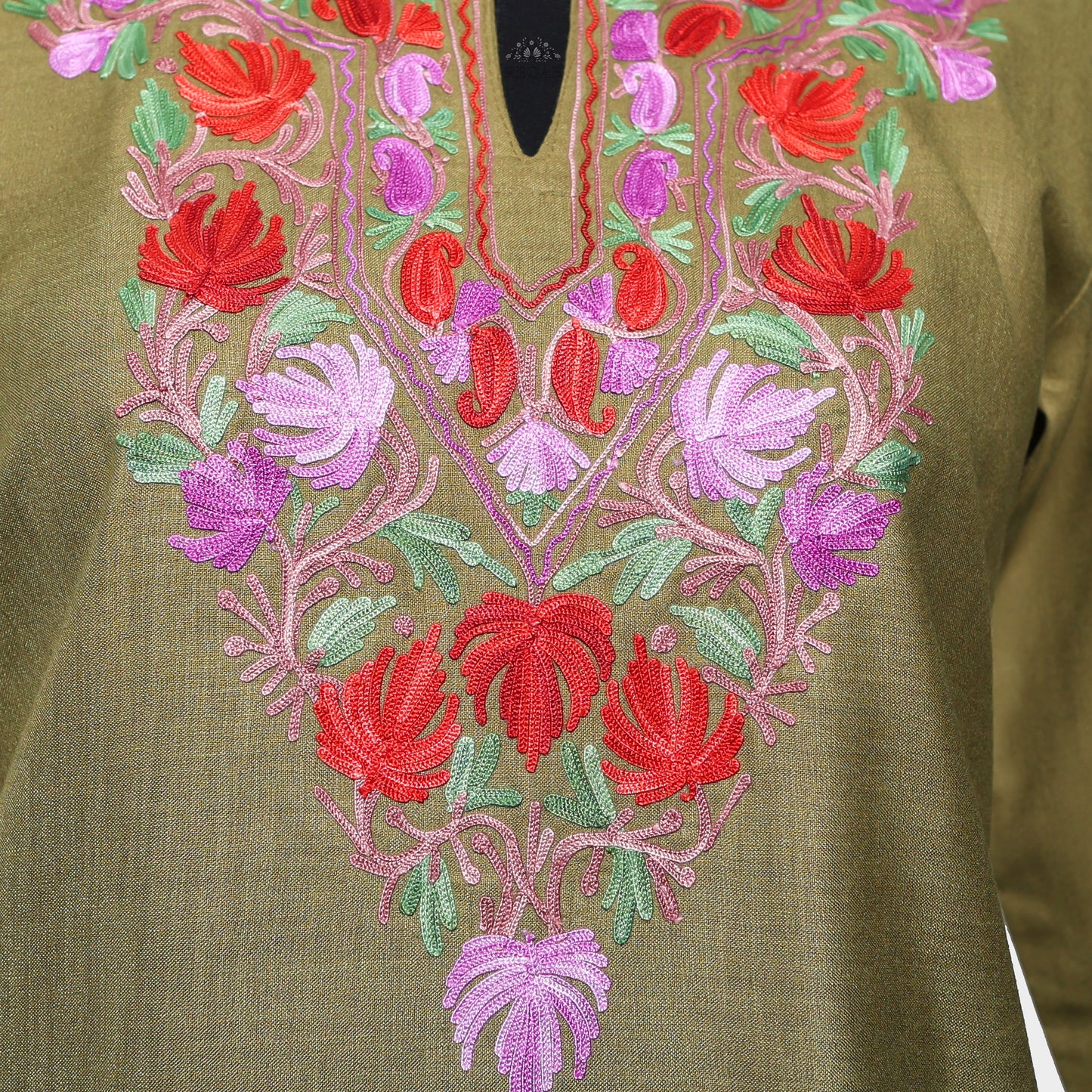 Sorrel Brown Ruby Cotton Co-ord Set with Aari Embroidery