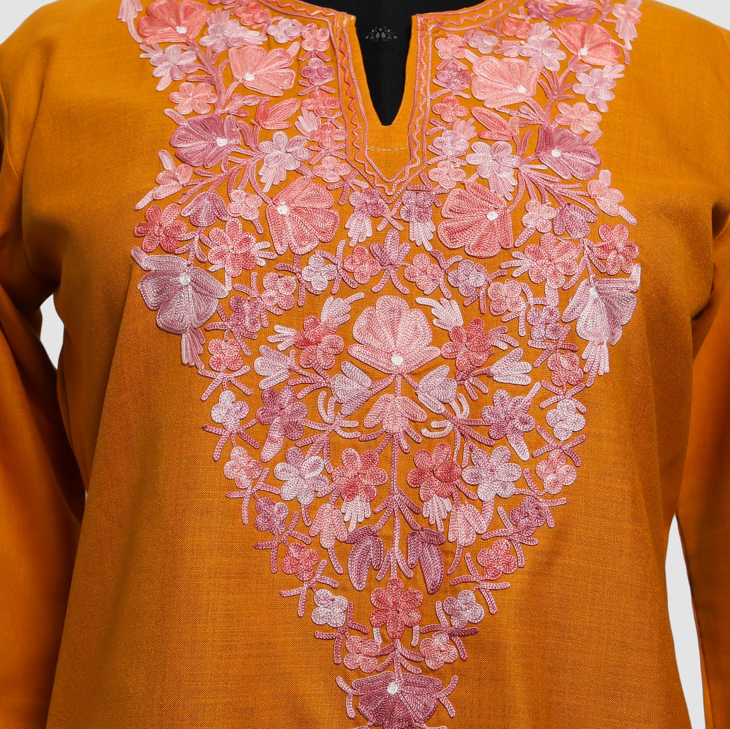 Lightning Yellow Ruby Cotton Co-ord Set with Aari Embroidery