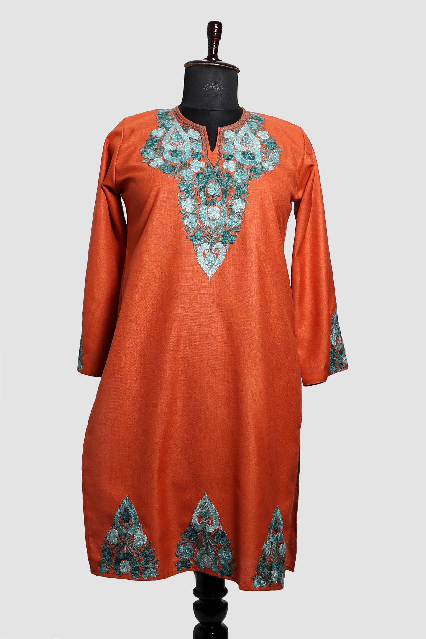 Crusta Brown Ruby Cotton Co-ord Set with Aari Embroidery