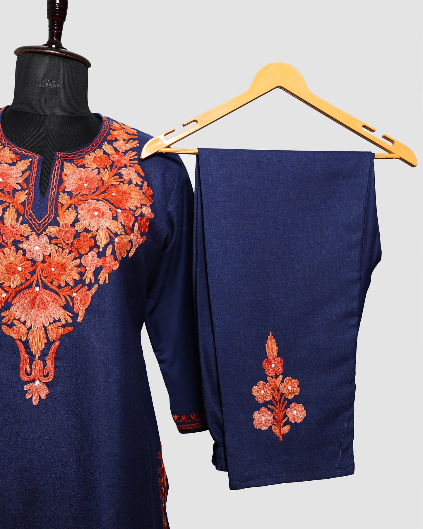 Deep Koamaru Ruby Cotton Co-ord Set with Aari Embroidery
