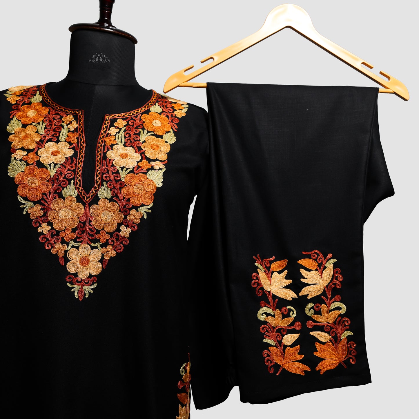 Maire Black Ruby Cotton Co-ord Set with Aari Embroidery