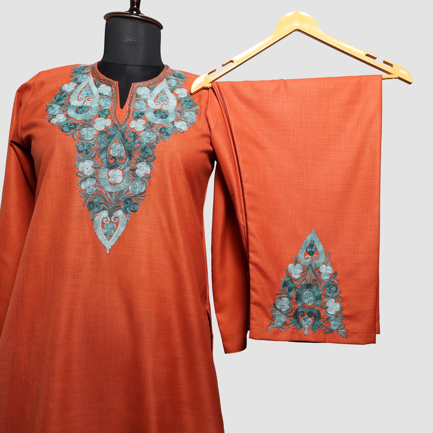 Crusta Brown Ruby Cotton Co-ord Set with Aari Embroidery