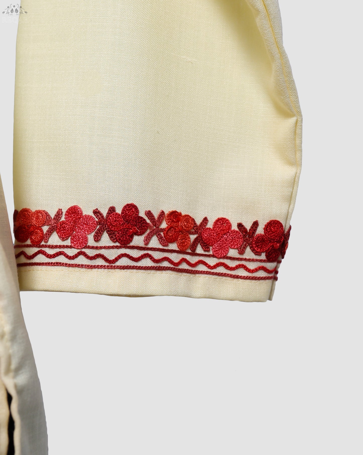 Mint Julep Ruby Cotton Co-ord Set with Aari Embroidery