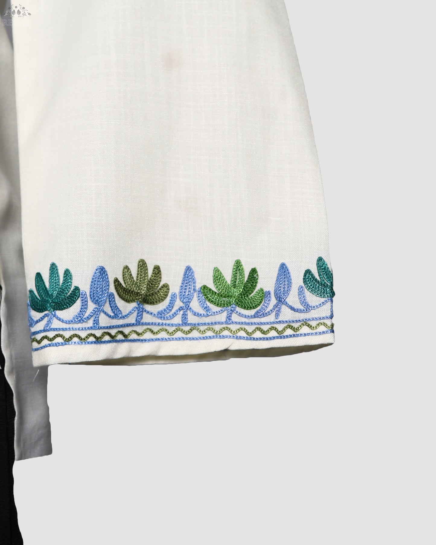 Alabaster Ruby Cotton Co-ord Set with Aari Embroidery