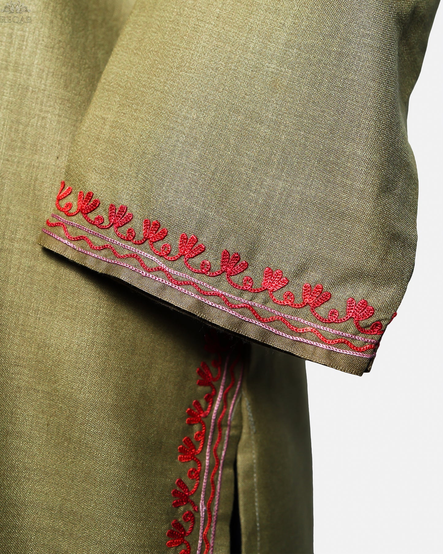 Sorrel Brown Ruby Cotton Co-ord Set with Aari Embroidery