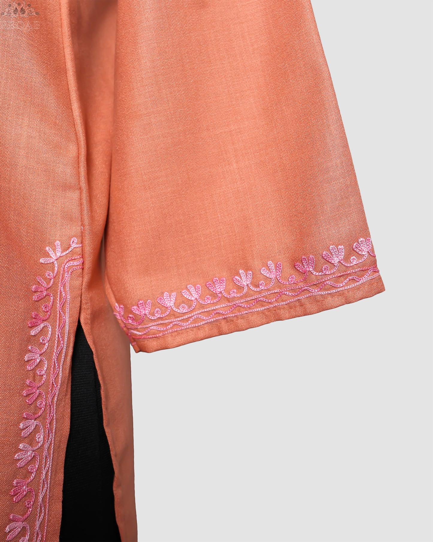 Burning Sand Ruby Cotton Kurti with Aari Embroidery
