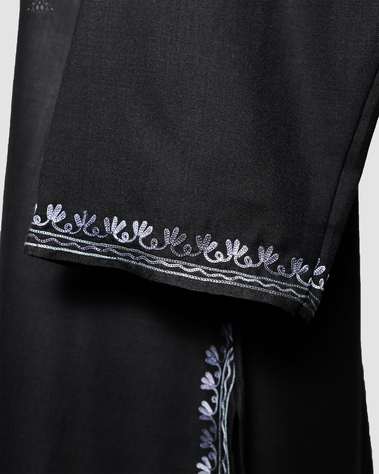 Eerie Black Ruby Cotton Co-ord Set with Aari Embroidery