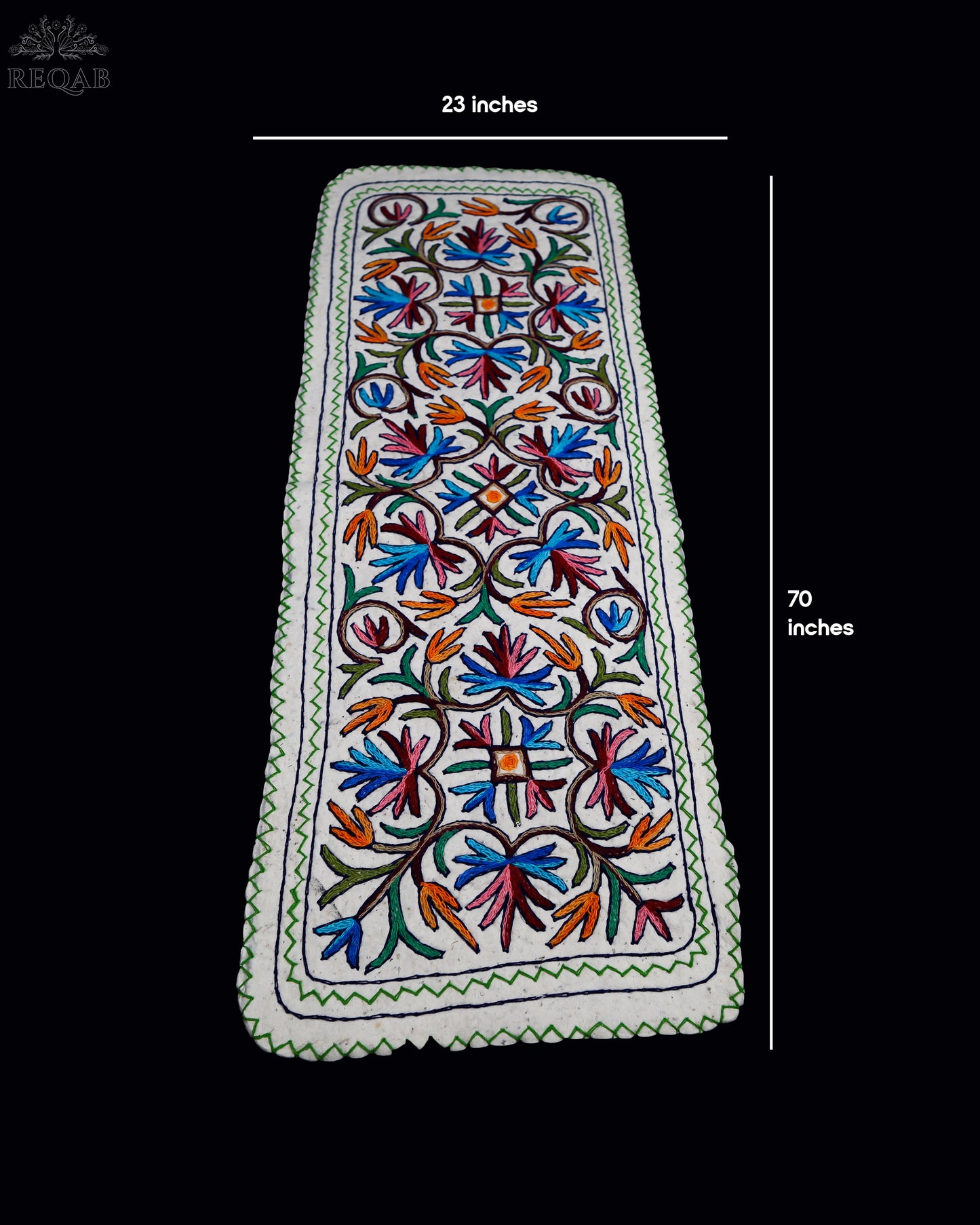 Chinar Leaf and Floral Design Large Rectangle Crewel Kashmiri Namda