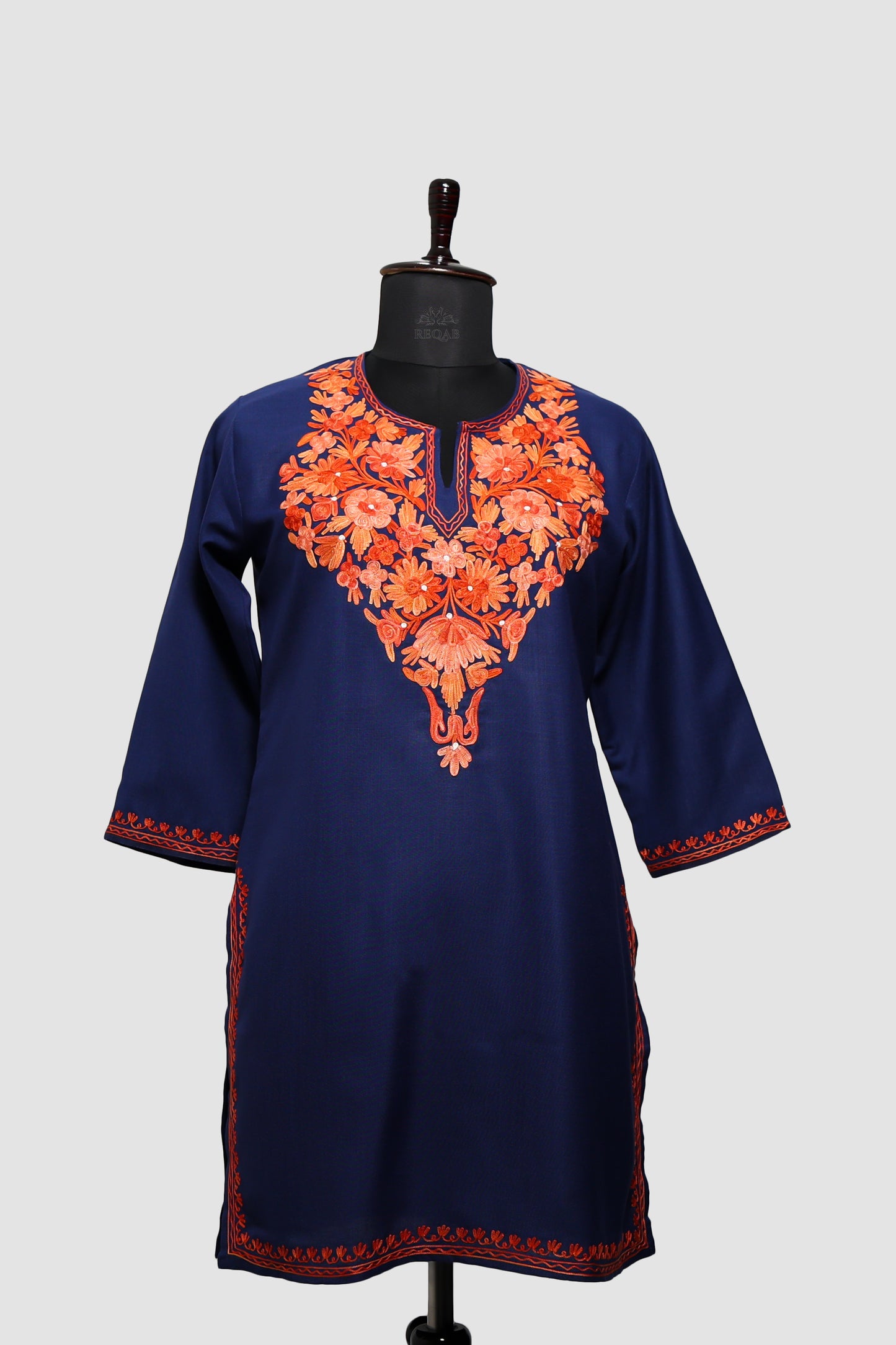 Deep Koamaru Ruby Cotton Co-ord Set with Aari Embroidery