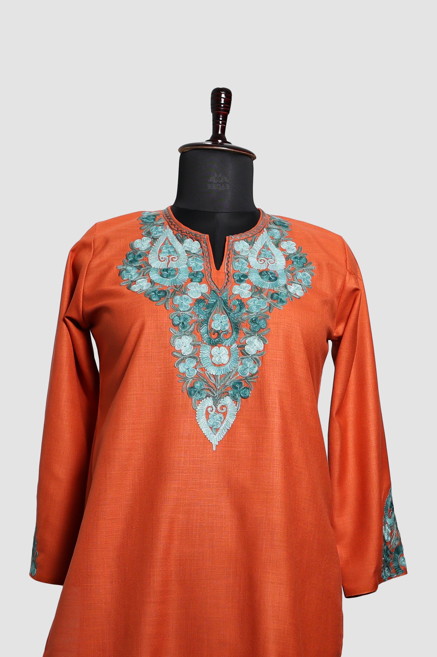 Crusta Brown Ruby Cotton Co-ord Set with Aari Embroidery