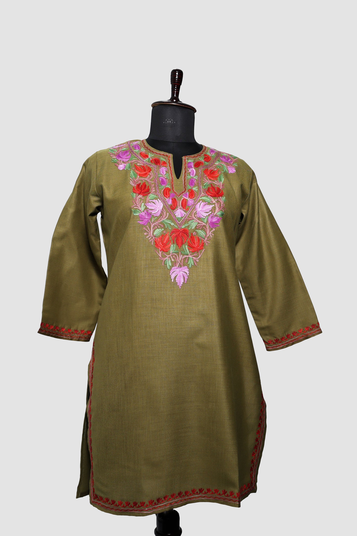 Sorrel Brown Ruby Cotton Co-ord Set with Aari Embroidery