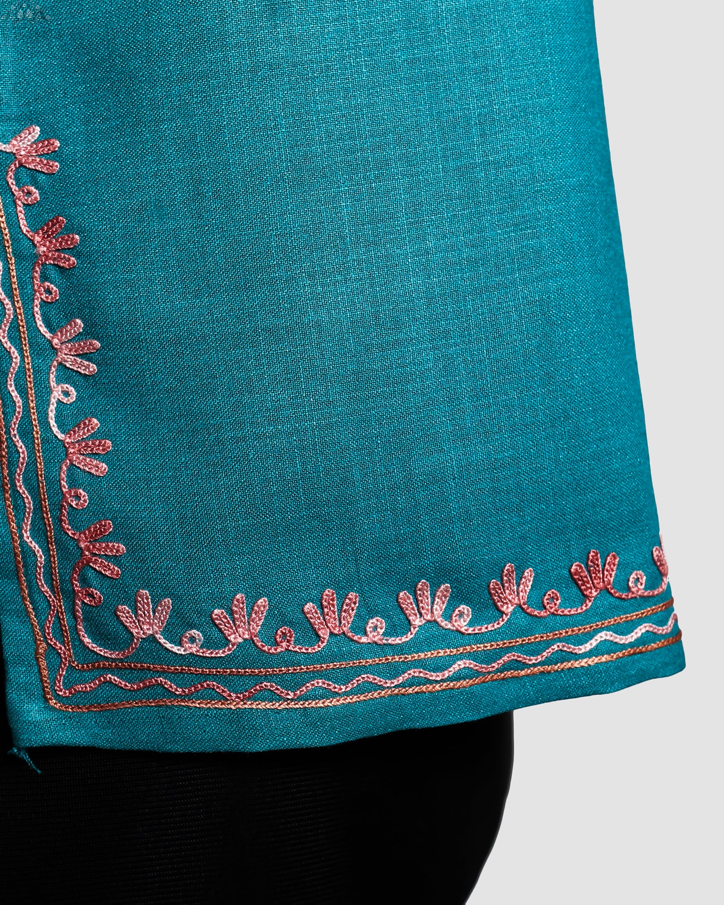 Blue Lagoon Ruby Cotton Top with Aari Embroidery