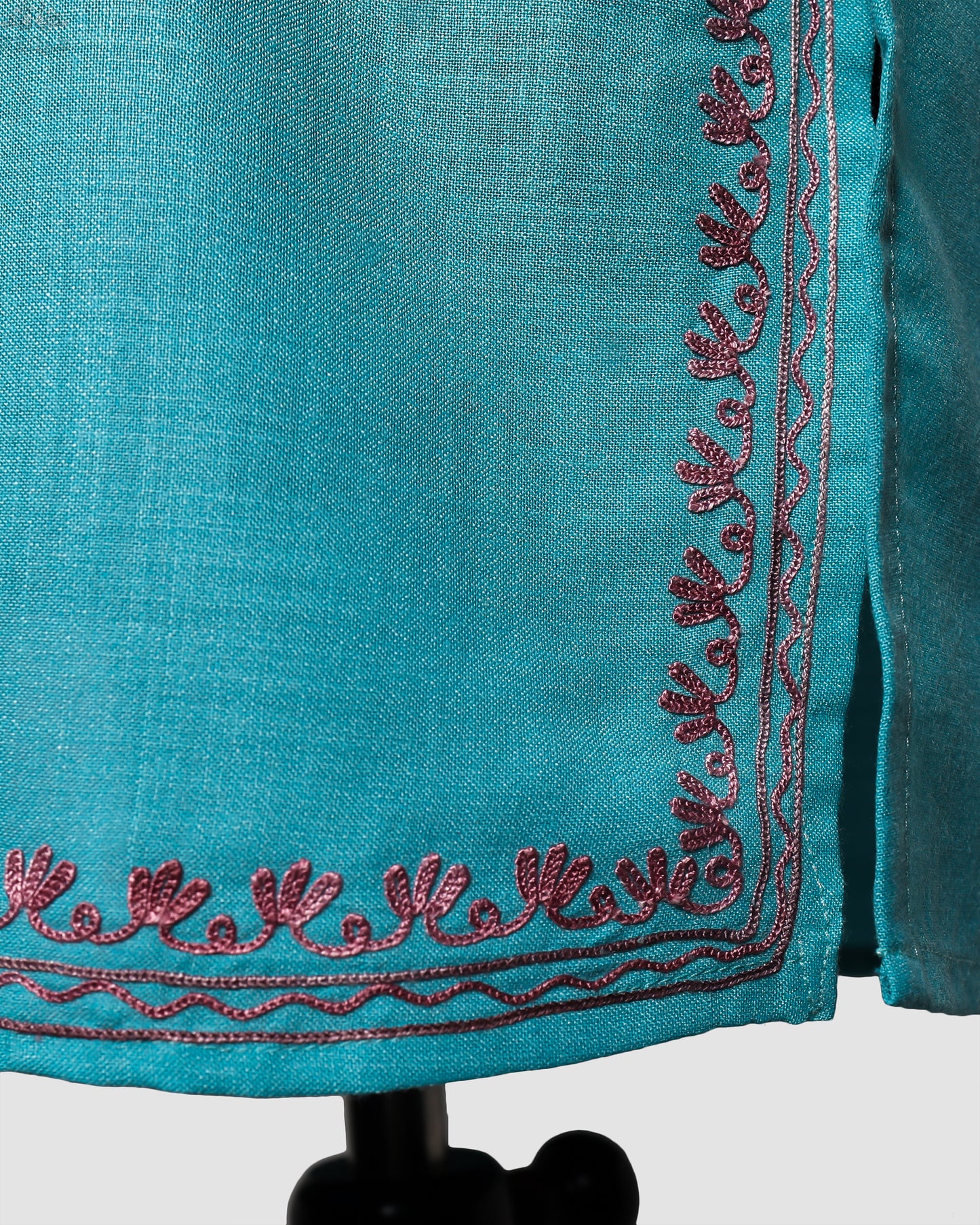 Pacific Blue Ruby Cotton Co-ord Set with Aari Embroidery