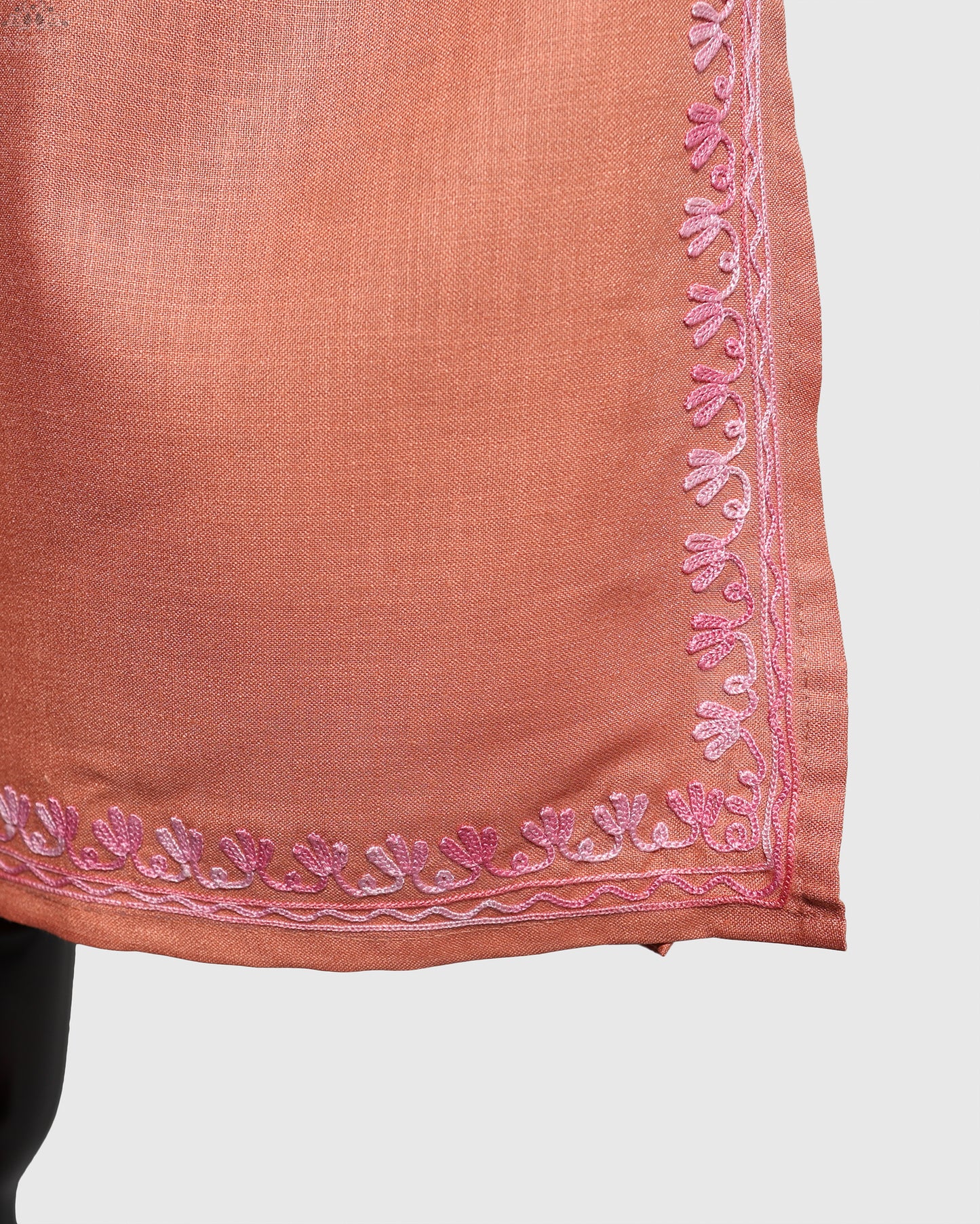 Burning Sand Ruby Cotton Kurti with Aari Embroidery