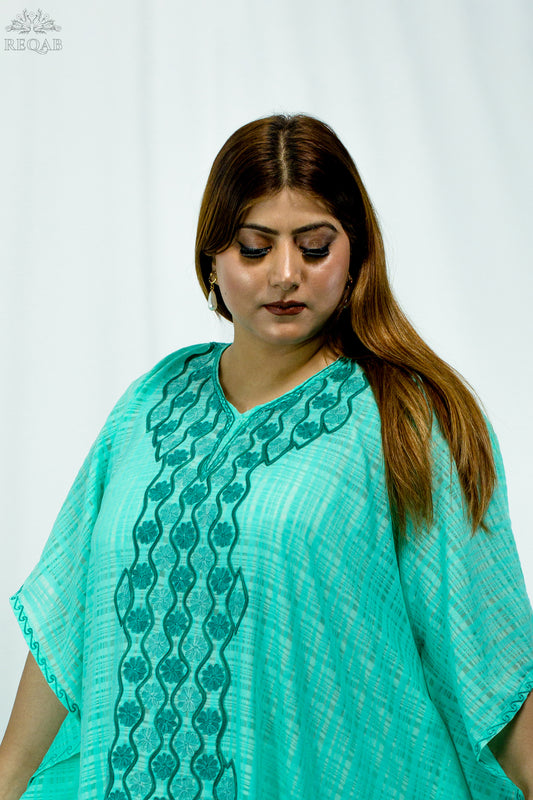 Riptide Long Kaftan with Aari Embroidery