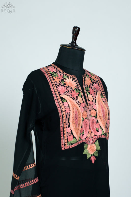 Black Georgette Kurti with Aari Embroidery