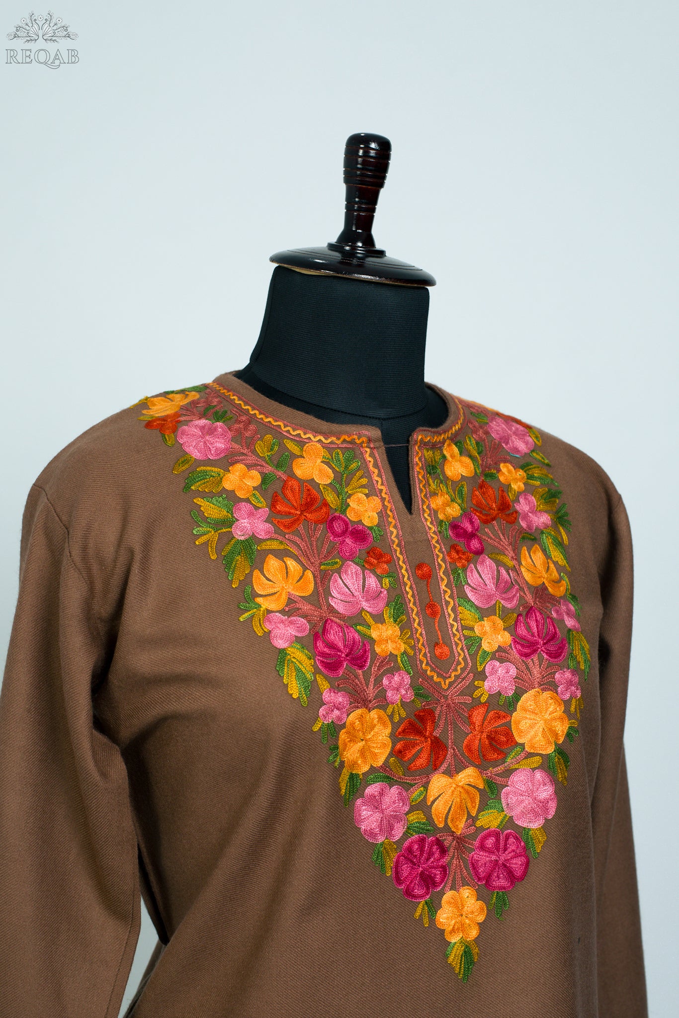 Potters Clay Cashmilon Kurti with Aari Embroidery