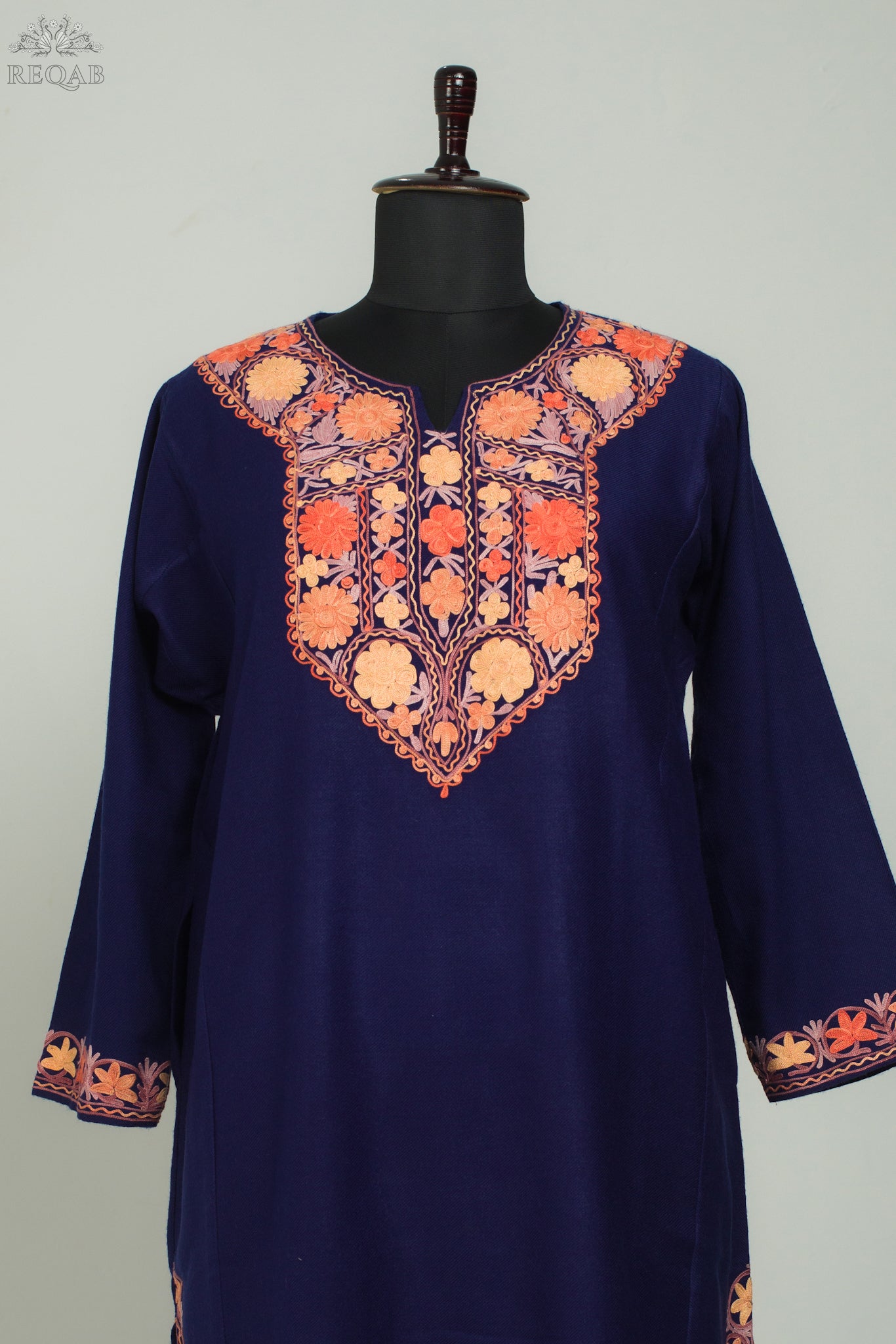 Blackcurrant Pheran with Aari Embroidery