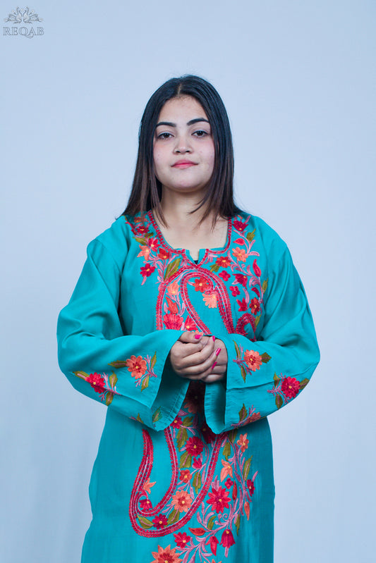 Light Sea Green Co-ord Set with Aari Embroidery