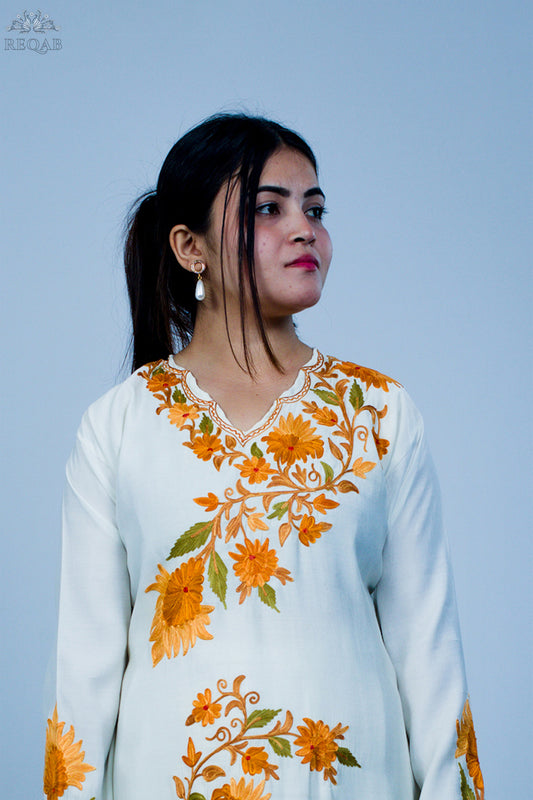 Quill Grey Three-Piece Suit with Aari Embroidery