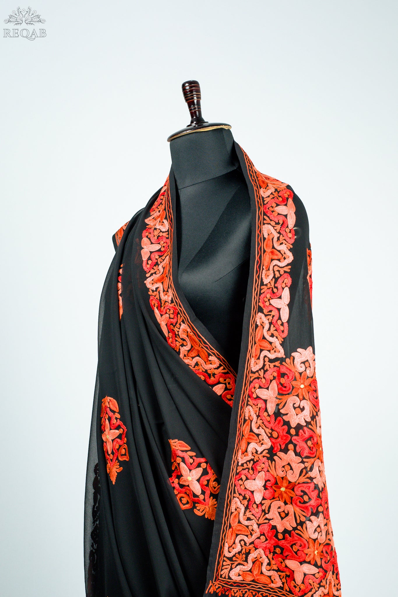 Maire Black Semi-Georgette Saree with Aari Embroidery